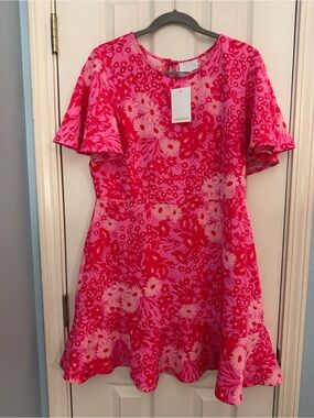 Sugarlips Bright Pink & Hot Pink Floral A-Line Dress